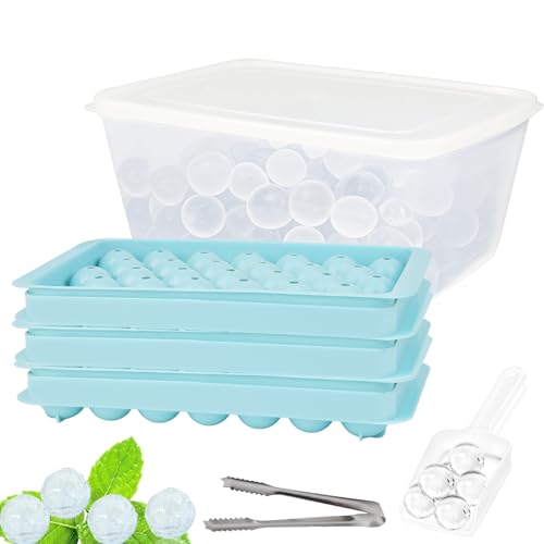 Eiswürfelformen Eiswürfelschalen 2,5 cm x 99 Fach Eisblock Non-BPA Kühlkumpel Eiskugeln für Getränke für Eis Cocktail Kaffee und Tee(3 Blaue Eiswürfelbehälter & Eisbehälter & Schaufel & Eiszange)
