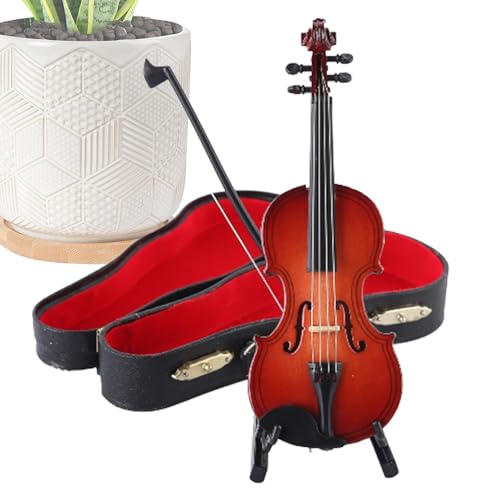 Mimoqk Kleine Geige Deko Modell Musikinstrument - Figur Musikinstrument | Kleine Violine Ornament | Geige Deko aus für den Schreibtisch - Edle Figur aus