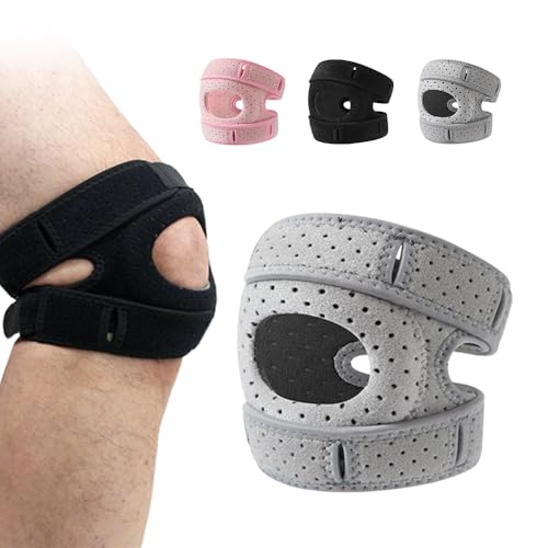Knee Pain Relief Brace, 2025 Neue Kniebandage zur ​​Belastungsreduktion​​, Verstellbare Knieunterstützung, Atmungsaktive Knie Schiene, ​​Stabilisierende Kniehilfe​​ (Grau, Erwachsenengröße L)