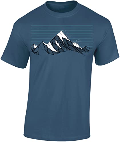 Wander Tshirt Herren : Bergwind - Kletter T-Shirt Männer - Geschenk für Wanderfreunde - Bergsteiger Ausrüstung (Denim Blue L)
