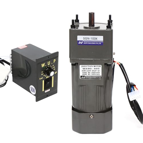 Getriebemotoren mit einstellbarer Drehzahl Frequenzumrichtermotor mit Getrieberegler und Halterung Geräuscharm Hohes Drehmoment geeignet für die Verpackungsindustrie, Maschinen (90W 100K)