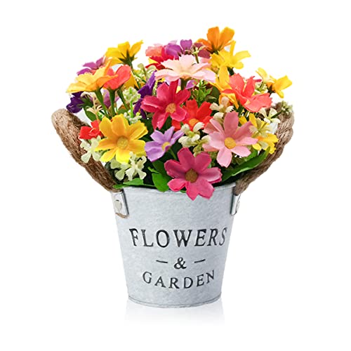 HOTLIKE Künstliche Pflanzen Deko Blumen, Künstliche Blumen für Außen Innen Kunstpflanzen im Topf, Kunstblumen Basteln für Home Deko, Zimmerdeko, Wanddekoration, Büro, Küche, Garten (Mehrfarbig)