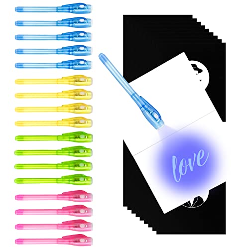 Gvolatee 18 Stück Zauberstifte Kinder UV Licht, Stift mit 18 Notizbuch, Geheimstift, Unsichtbar zum Schreiben Geheimer Nachrichten, Gastgeschenke, Mitgebsel, Kindergeburtstag