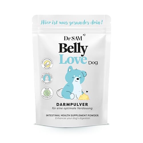 Dr. SAM Premium Darmpulver für Hunde - BellyLove als pflanzliches Darm- und Magenpulver für Balance im Darm - unterstützend bei Magen-Darm-Erkrankung - stomach powder dog - hochdosiertes Probiotikum