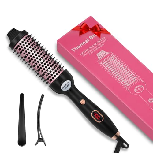 Thermal Brush, Ionische Thermobürste Lockenbürste, 38mm 3 in 1 Rundbürste Stylingbürsten, Dual Spannung, für Haarstyling Erhöhen Sie das Haarvolumen Lose Locken Glattes Haar, Geschenke für Frauen