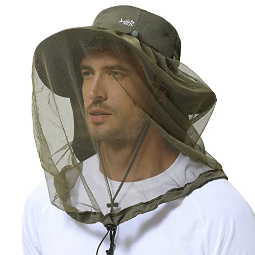 Bassdash UPF 50+ Moskito Sonnenhut mit verstecktem Kopfnetz und Nackenschutz für Herren Damen Angeln Wandern Camping