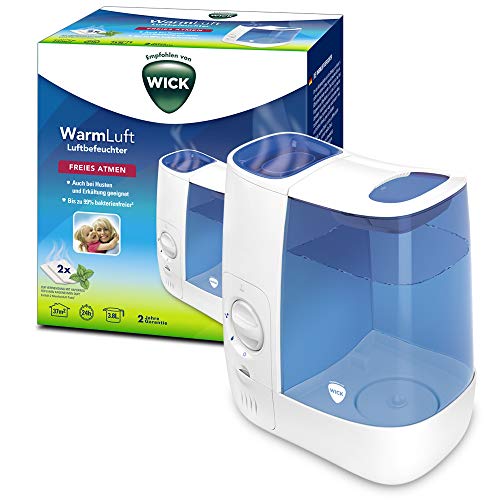 Wick Warmluft-Luftbefeuchter – 3,8-l-Wassertank – Angenehmerer Schlaf – Bis zu 99 % bakterienfreier Nebel – für Räume bis zu 37 m² – Pad mit ätherischen Ölen inklusive – WH845