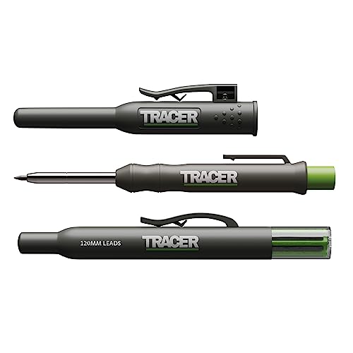 Tracer Tieflochmarker Bleistift mit 6x Ersatzminen und dazugehörigem Seitenhalter. Tischler Bleistift/Tiefenlochmarker