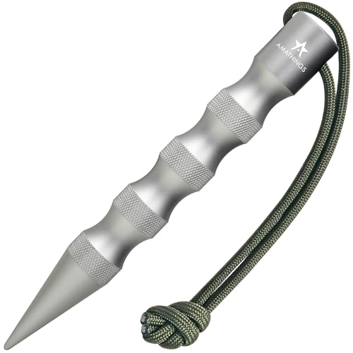 AMATHINGS Kubotan 18 cm XXL in Silber Selbstverteidigung mit Extra Grip Griff, Tactical Pen, Schlüsselanhänger Selbstverteidigung Waffen legal, Verteidigungswaffe, Notfallhammer