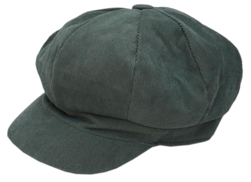 Cool4 Fein Cord Ballonmütze Cord Bakerboy Mütze Baumwolle Cap Visor Vintage A05 (Dunkeloliv) (57)