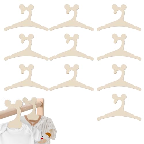 10 Stück Puppen Kleiderbügel, Baby Kleiderbügel, Baby Kleiderbügel aus Holz, Holzbügel für Kinder,Kinderbügel für Kleinkindergarderobe, rutschfeste Kinderbügel Aus Holz für Kleider, Kleider