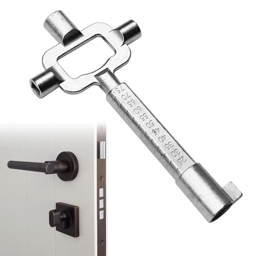 Rixotix Kurz Universal Bauschlüssel, Architektenschlüssel, Baustellenschlüssel mit Zylinder-Messlehre, Schaltschrankschlüssel, Zinklegierung