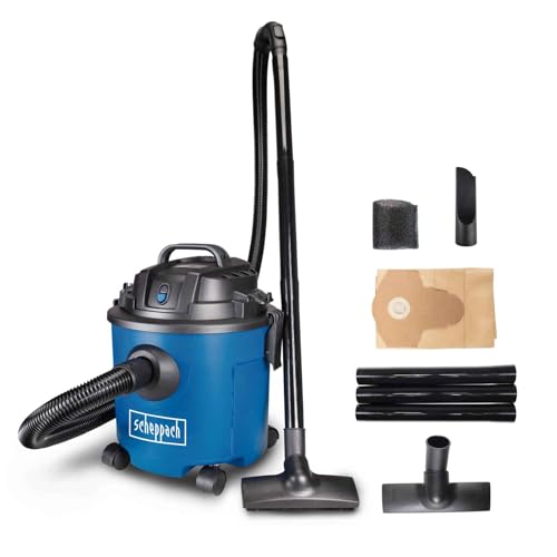 Scheppach Nass und Trockensauger Nasssauger NTS16 mit Ausblasfunktion | Leistung 1200W / 20 kPa Saugleistung | 3m Kabellänge | 16L Behältervolumen | Integrierte Kabelhalterung | inkl. Zubehör