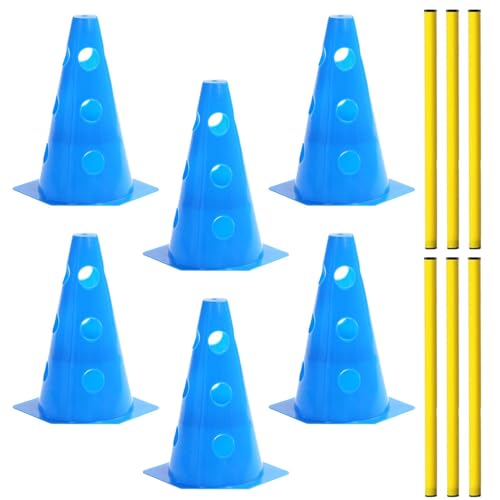 Shengruili 3 Set Sports Steckhürdenset,Fussball Trainingszubehör,Agility Set Hunde,Hürden Set Verstellbar,Agility Zubehör für das Training,Agility-Ausrüstungs-Set für Hunde für Haustiere(Blau-23cm)