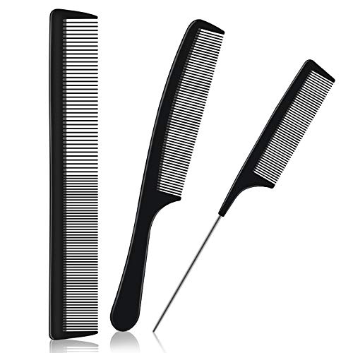 URAQT Kit Haarkamm - 3pcs Professioneller Friseur und Barbier Haarstyling Salon Kamm - Hitzebeständiger Antistatischer Nadelstielkamm aus Carbon für Männer und Frauen