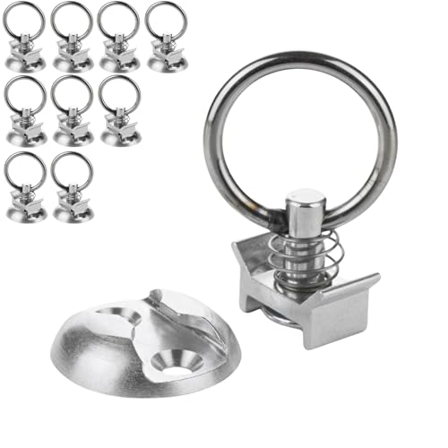 Safetytex Single Endbeschlag mit Zurpunkt für Airlineschiene - Zurrplatte 20 mm Loch - Fitting mit Haltepunkt - perfekt für - Ladungssicherung - Befestigung Zurrschiene - 10 Stück