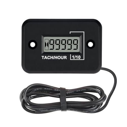 Taikemeti Tachometer Stundenzähler,4-Takt Design & zeigt Echtzeit RPM Total akkumulierte Zeit, Wasserdichtes Design für Motorräder ATV Schneemobile Generatoren (Schwarz-4)