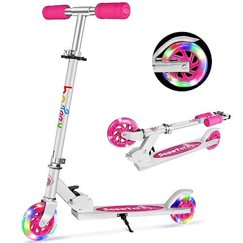 BELEEV V1 Roller Kinder 2 Räder, Klappbar Kinderroller für Mädchen Jungen, Tretroller mit LED Leuchtende Räder, 3 Höhenverstellbare, Ständer, Scooter for Kinder ab 3-12 Jahre