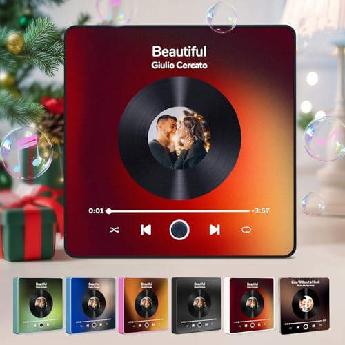 Personalisierter Spotify Fotomagnet Personalisierte Album Musik Kühlschrankmagnet Selbst Gestalten können Lieder Spielen Dekoration Geschenk für Paare Weihnachten Valentinstag, 2.0 Verbessert