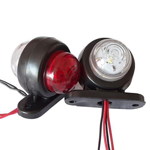 Oufdj-iPro 2 stk. Begrenzungsleuchten 9 LED Positionsleuchten 12V 24V Umrissleuchten Anhänger 3 Fabre LKW PKW E20, Weiß & Rot