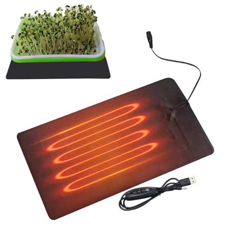 Pflanzen Heizmatte, Wärmematte Für Sämling Germination, 8,5 W Heizmatte Pflanzen, Wasserdichtes USB Heizkissen Mat 3 Temperaturen Wärmematte Reptilien Temperatur Heizkissen Mat Wärmer Bett Matte