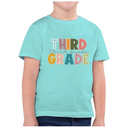 Freizeit Mädchen T-Shirt für Schulsaison Sommer Kindermode, Schulanfang, Bedruckt, Rundhalsausschnitt, kurzärmelig, lässiges T-Shirt (10) Basic T-Shirt mit kurzen Ärmeln Solid (Mint Green, 4-5 Years)