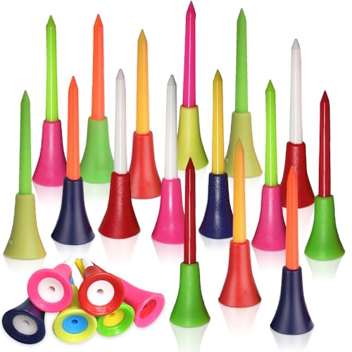 mizikuu Golf Tees Kunststoff, 50 Stück Golf Tees Langlebigem Unbreakable 83mm Golftees Gummi Mixed Colors Golf Geschenkideen für Ihre Golf Fanatischen Freunde oder Familie