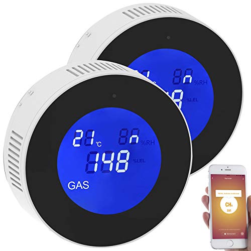 VisorTech Gas Melder WLAN: 2er-Set WLAN-Multi-Gasmelder, mit App & Sprachansage (Gaswarner Erdgas, Gassensor, Samsung Toner)