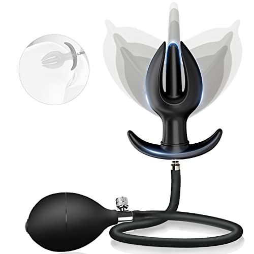 Defomy Neuer Aufblasbar Analplug Buttplug Sex Spielzeug, Silikon blühen mit abnehmbarer Pumpe, Fetisch BDSM Analsex Groß Anal Dilatator Prostata Stimulation Sexspielzeug für Männer Frauen Paare (A).