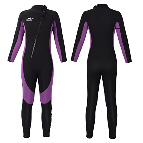Gogokids Neoprenanzug Kinder, 8-16 Jahre Neopren Thermal Badeanzug, Front Zipper Lang Taucheranzug, UV 50+ Sonnenschutz Ideal für Schwimmen, Surfen, Tauchen