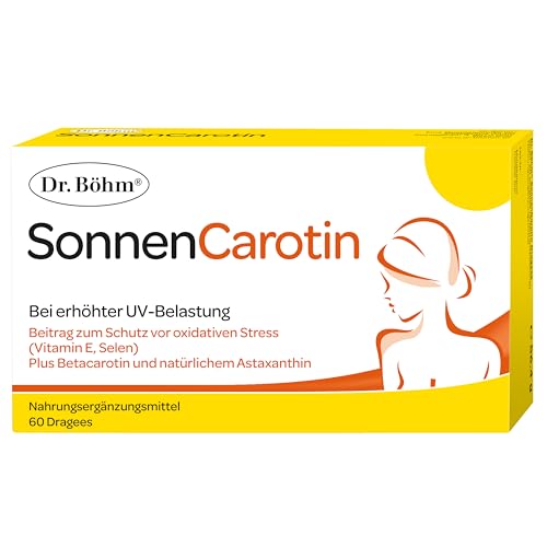 Dr. Böhm SonnenCarotin: Zellschutz-Komplex mit Beta-Carotin für die Haut, bei erhöhter UV-Belastung & Sonnenempfindlichkeit, 60 Dragees