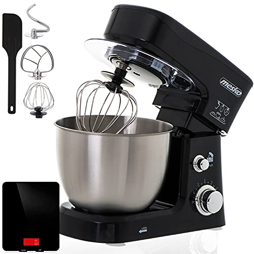 Mesko MS 4217B Profi-Backmixer, Orbital-Küchenmaschine, 1200 W, max. 3,5 Liter, 6 Geschwindigkeiten, Edelstahl + Küchenwaage