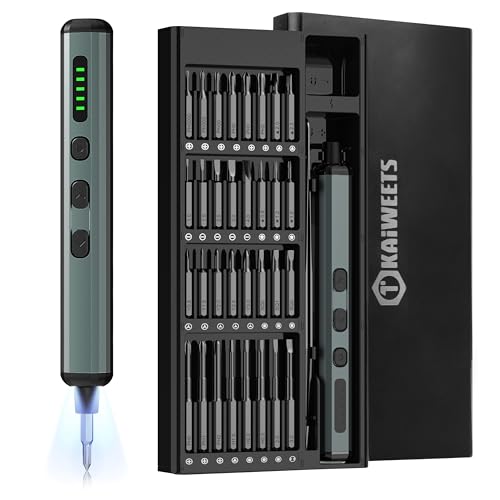 KAIWEETS Elektrischer Schraubendreher, 70 in 1 Schraubendreher Elektrisch Set mit 64 S2 Magnetischer Spitze, Electric Screwdriver 200 RPM Max Geeignet für Phone/Laptops/Watch/Camera