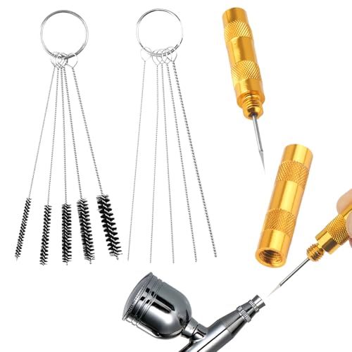 Airbrush Reinigungsset und Reparatur von Airbrush-Pistolen mit Edelstahlbürste und Nadel zur Airbrush Reinigungsreparatur,3 Teiliges Set