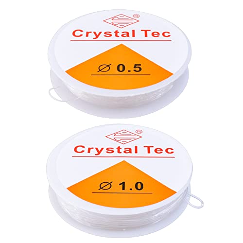 Redamancy Elastisch Schmuckfaden, 2 Spule 0.5mm 1mm Gummifaden Transparent Faden, Gummiband für Armbänder, Nylonfaden, für Perlenschmuck Armbänder Basteln