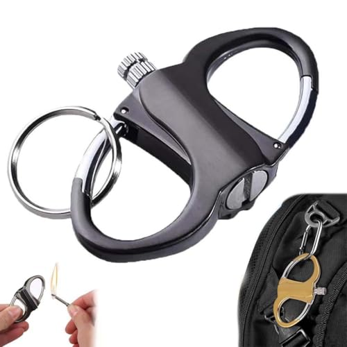 Keychain Lighter Match Strike, Ewiges Streichholz Feuerzeug mit Schlüsselanhänger, Tragbares Wiederverwendbares multifunktionsmatch, Outdoor Camping Match Feuerzeug, Butangasfrei (Schwarz)