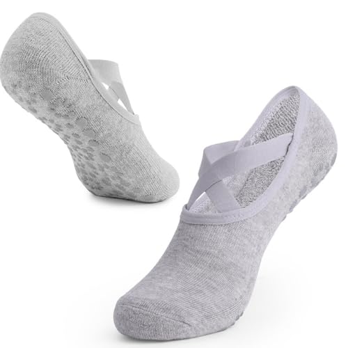 Rocky Green Rutschfeste Yoga-Socken für Damen, mit dickem Frottee-Innenfutter, atmungsaktiv, feuchtigkeitsableitend, Knöchelsocken für Pilates, Fitnessstudio, Training und Indoor-Training (6 Farben