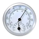 CGEAMDY Starkes und Haltbares Auto-Thermometer, Mini-Auto-Thermometer 58 MM, Mechanisches Analoges Temperaturmessgerät mit Aufkleber Lkw Geländewagen(Silber)