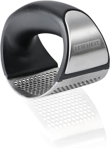 Leifheit Knobi King®, Knoblauchpresse, Knoblauchwippe aus rostfreiem Edelstahl, spülmaschinenfest, garlic press, innovatives Design, Küchenhelfer, einfache Handhabung und Reinigung