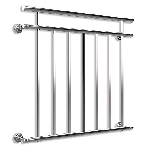 MONZANA® Französischer Balkon Edelstahl Pflegeleicht 90x100cm 7 Füllstäbe Balkongeländer Terrassengeländer Fensterschutz