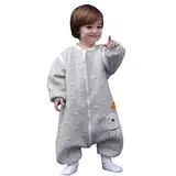 MIKAFEN Schläfsack Baby Langarm Winter kinderSchlafsack 2.0Tog,Hund Muster Baby Schlafsack mit Füßen Baumwolle Junge Mädchen Unisex ganzjahres Schlafanzug, Grauer Welpe,80/Baby Höhe 85-95cm