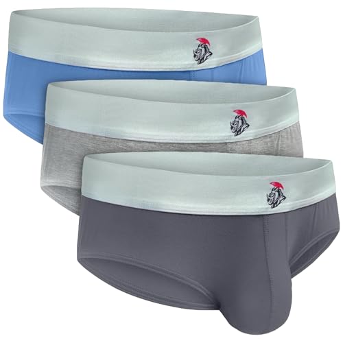 Real Men Bulge Enhancing Pouch Unterwäsche für Herren - 1 oder 3er Pack Set - Modal Boxershorts ABCD Pouch, B Pouch 3er-Pack, Blau, Gunmetal Grey Heather Grey, X-Large