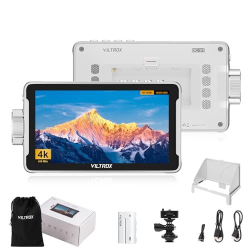 VILTROX DC-V1 5.5' Kamera-Feldmonitore für DSLR Touchscreen Kamera Monitor 4K HDMI Video Externer Monitor für Sony Canon Nikon 2000nit 3D LUT 1920×1080 IPS HD Video mit Haube Wiederaufladbare Batterie