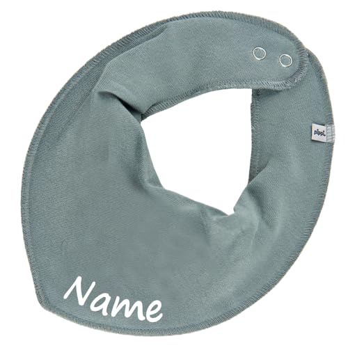 HALSTUCH mit Namen oder Text personalisiert für Baby oder Kind aus Baumwolle in Einheitsgröße eukalyptus
