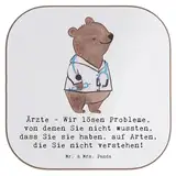Mr. & Mrs. Panda Untersetzer Gläser Arzt Probleme Lösen - Geschenk, humorvoll, Geschenke für Berufstätige, Untersetzer aus Holz, Klinikarzt,