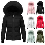 Tages Angebote Von Heute, Outlet Angebote, Puffer Jacke Damen Winter Leichte Steppjacke Winterjacke Damen Mit Fellkapuze Kurz Pufferjacke Gesteppter Dicke Warme Daunenjacke, Blitzangebote Des Tages