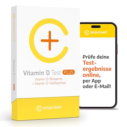 CERASCREEN Vitamin D PLUS Test Kit | FULL Profile | Spiegel messen und Bedarf erkennen | Testkit für zu Hause | Zertifiziertes Labor | Konkrete Handlungsempfehlungen und Gesundheitsinformationen