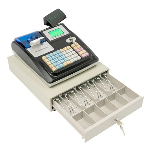 Elektronische Kasse Registrierkasse Supermarkt Kiosk Einzelhandel Kassensystem Gastronomie Mit 48 Tasten Pos-Kassen Tischhalterung für Restaurants Supermärkte Großmärkte usw Nur Englisch