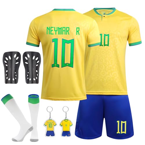 Sidesea Fußballtrikot für Kinder Mit Socken, Schienbeinschoner und Schlüsselanhänger - Heim/Auswärts Trikot für Jungen