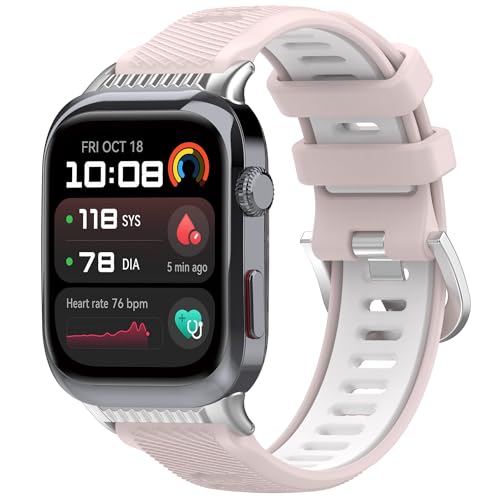 Armband Kompatibel mit Huawei Watch D2 Armbänder Silikon Sport Ersatzarmband Wasserdichtes Weich Sport Band für Huawei Watch D2 Uhrarmband, Damen Herren (Rosa Weiß)